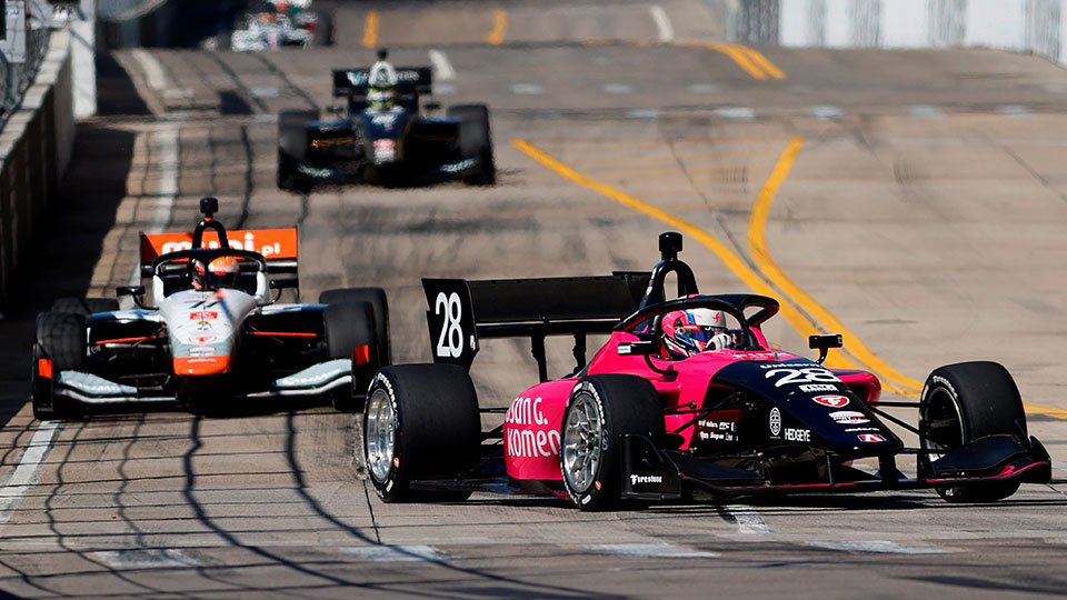 INDY NXT cars at Detroit
