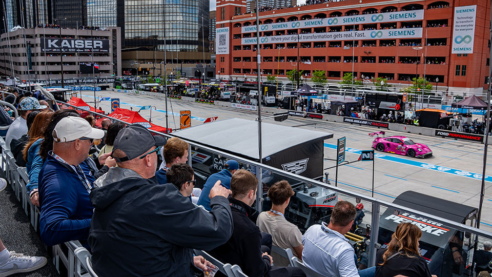 Fans enjoy the Pit Lane Suites