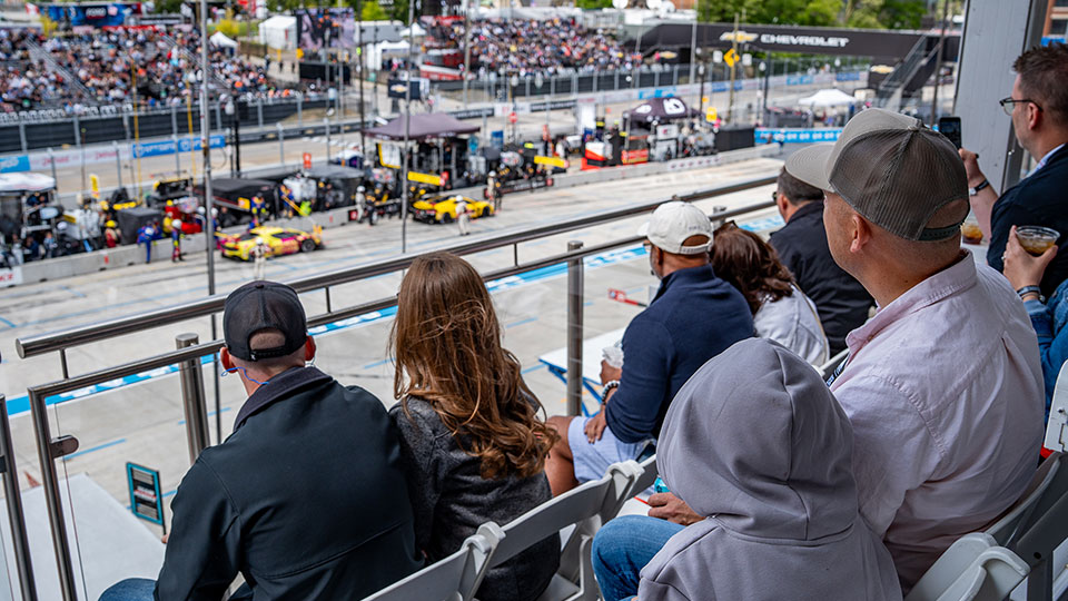 Fans enjoy the Pit Lane Suites
