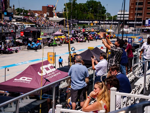 Fans enjoy the Pit Lane Suites