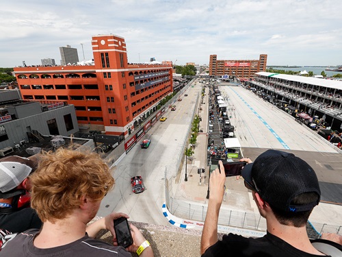 Fans watch from the rooftops