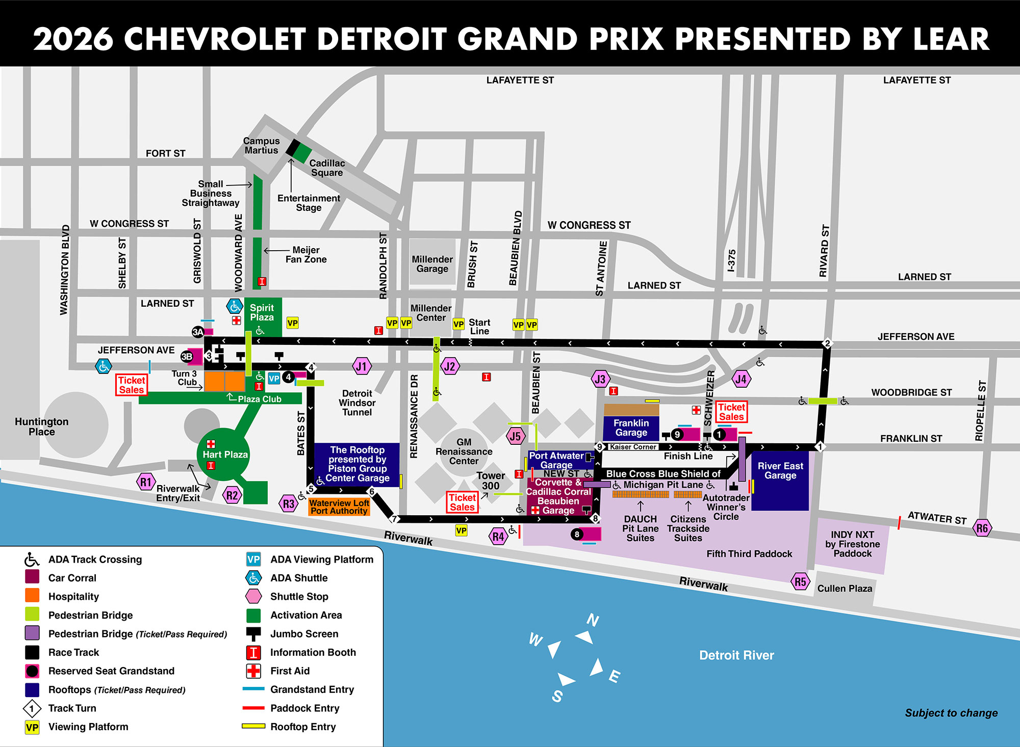 2026 Chevrolet Detroit Grand Prix presented by Lear Zone Map