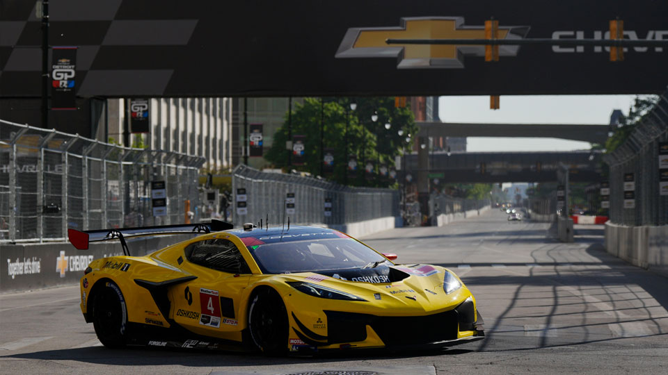 Corvette on track in a turn