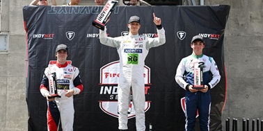 HAUGER STAYS PERFECT WITH BARBER VICTORY FROM POLE