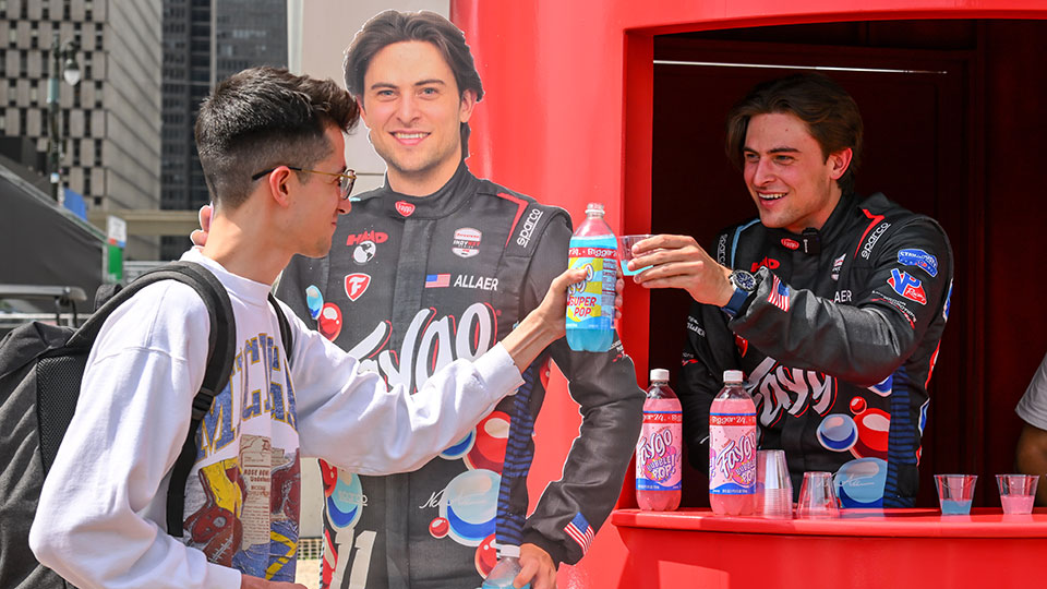 A driver hands out faygo