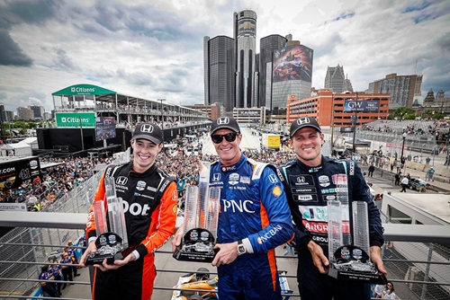 Winners circle at the Chevrolet Detroit Grand Prix Presented by Lear